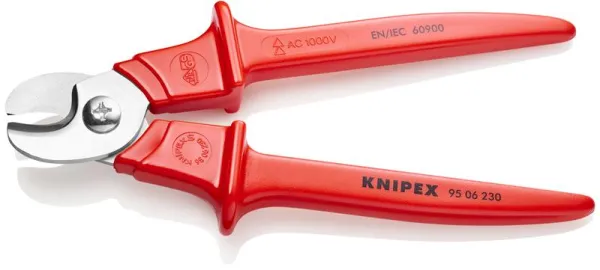Knipex Kabelschere, Griff kunststoffisoliert, kunststoffbeschichtet, VDE-geprüft 230 mm
